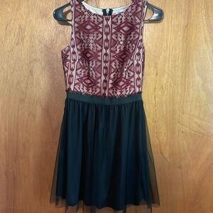 Maroon and black dress